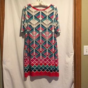 Red/multi shift dress
